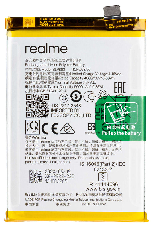Akku Realme 9/8 5G, BLP883, Service Pack 4909768 