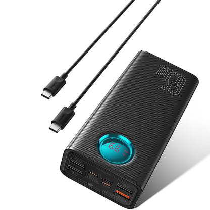 Externer Akku Baseus Amblight Digitalanzeige, 26800mAh, 65W, QC + PD, 1 x USB-C - 4 x USB-A, Schwarz P10022402113-00