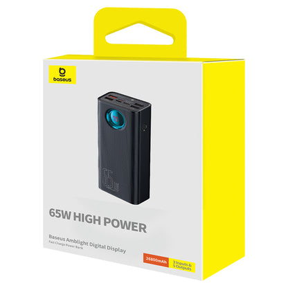 Externer Akku Baseus Amblight Digitalanzeige, 26800mAh, 65W, QC + PD, 1 x USB-C - 4 x USB-A, Schwarz P10022402113-00