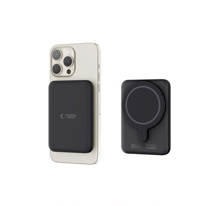 Tech-Protect PB10 LifeMag Wireless Externer Akku, 5000mAh, 15W, PD + FQI, 1 x QI - 1 x USB-C, Schwarz