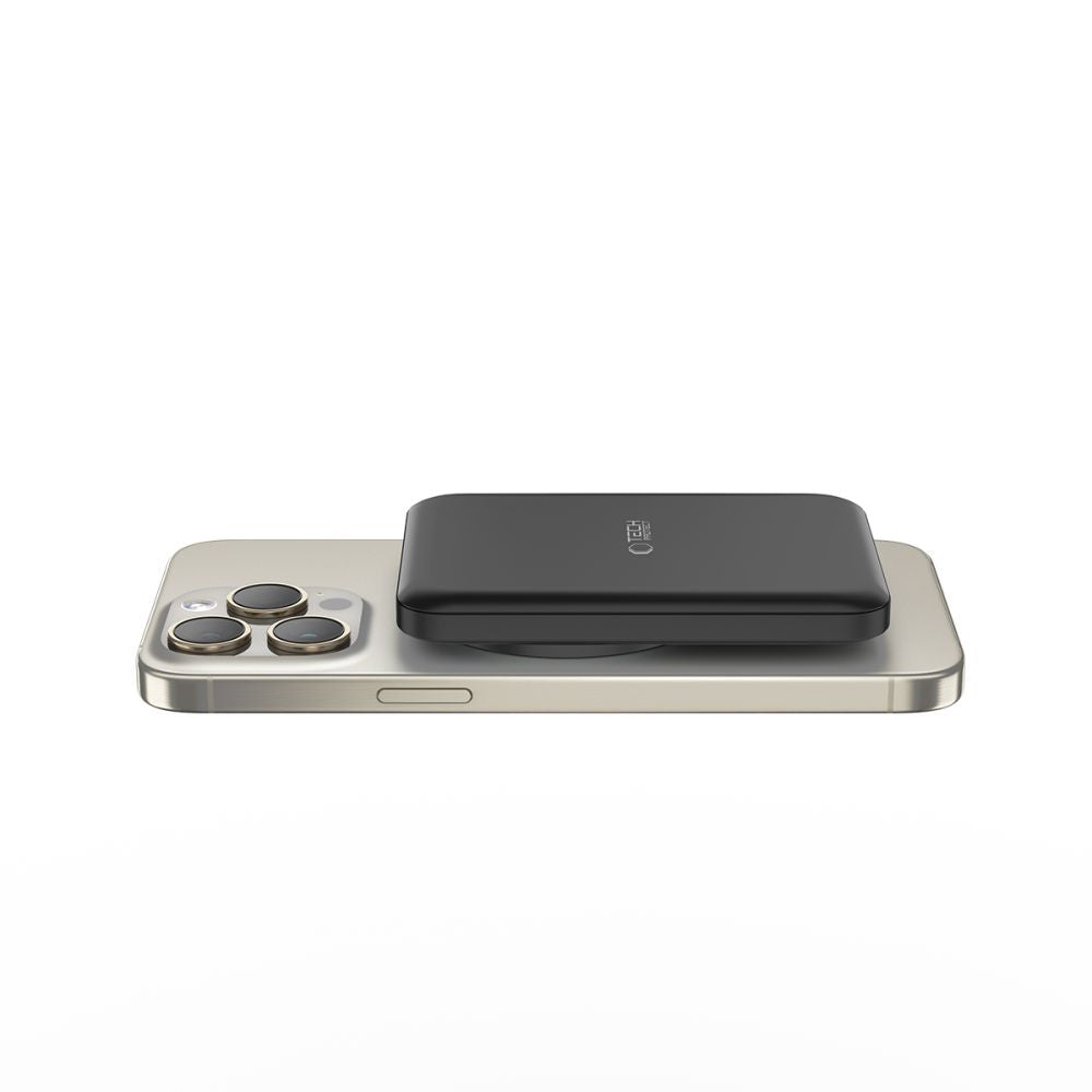 Tech-Protect PB10 LifeMag Wireless Externer Akku, 5000mAh, 15W, PD + FQI, 1 x QI - 1 x USB-C, Schwarz