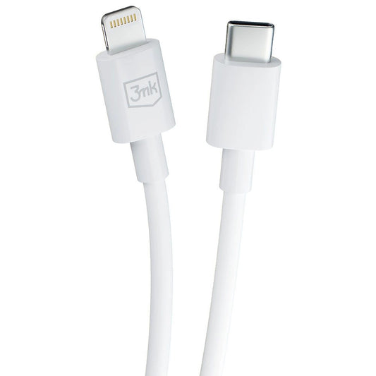 Data and Charging Cable USB-C - Lightning 3MK Hyper, 20W, 1.2m, White 