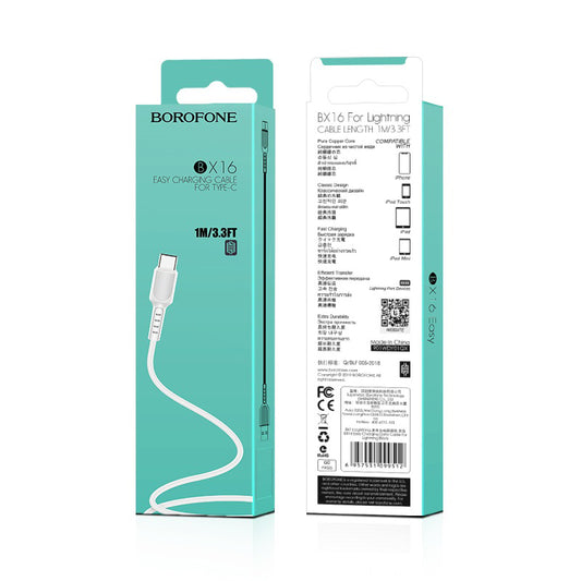 Daten- und Ladekabel USB-A - USB-C Borofone BX16, 18W, 1m, Weiß