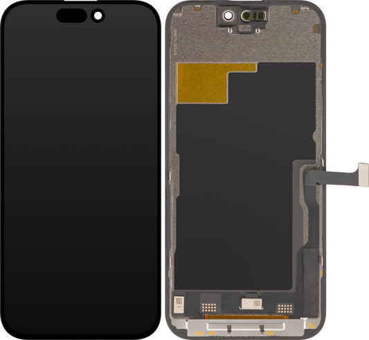 ZY Touchscreen Display für Apple iPhone 15 Pro, mit Rahmen, In-Cell IC Movable LCD Version, Schwarz 