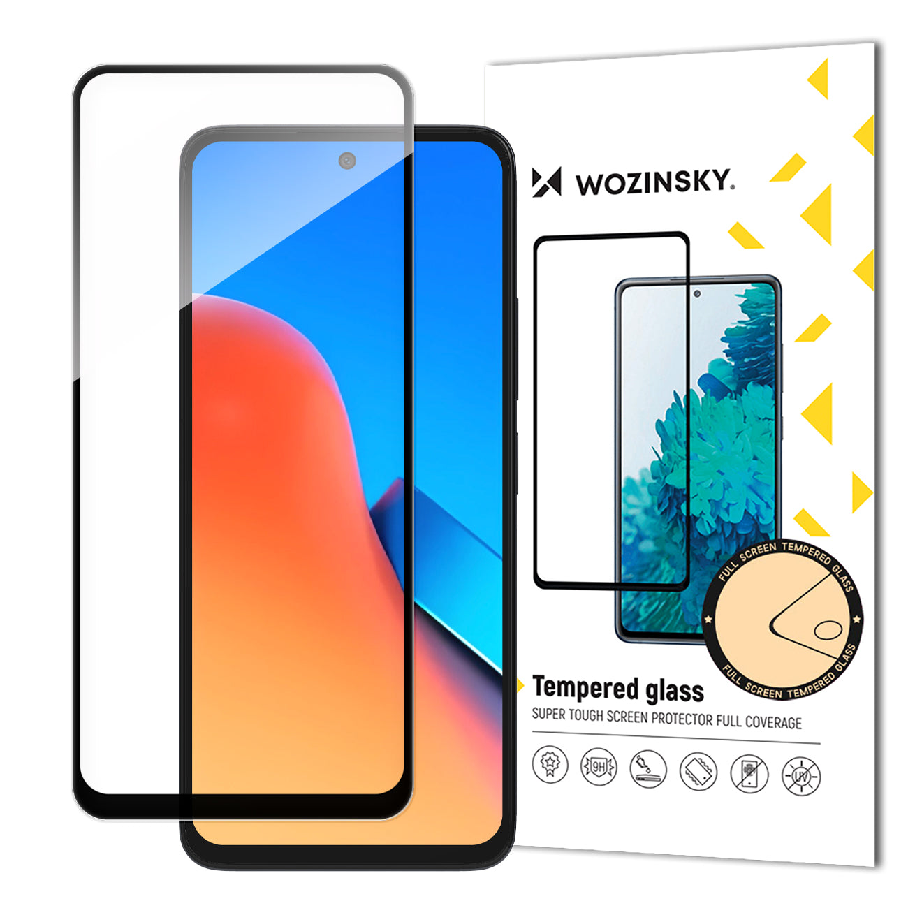 WZK Screen Protector for Xiaomi Redmi 12, Glass Shield, Full Glue, Black 