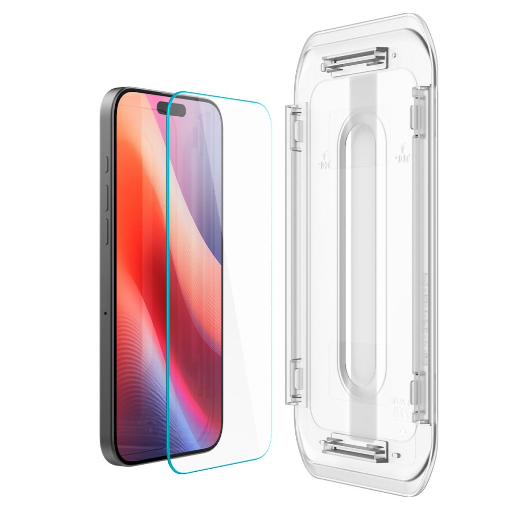 Spigen EZ FIT Displayschutzfolie für Apple iPhone 16 Pro, Glas geschützt, Vollverklebung AGL07935