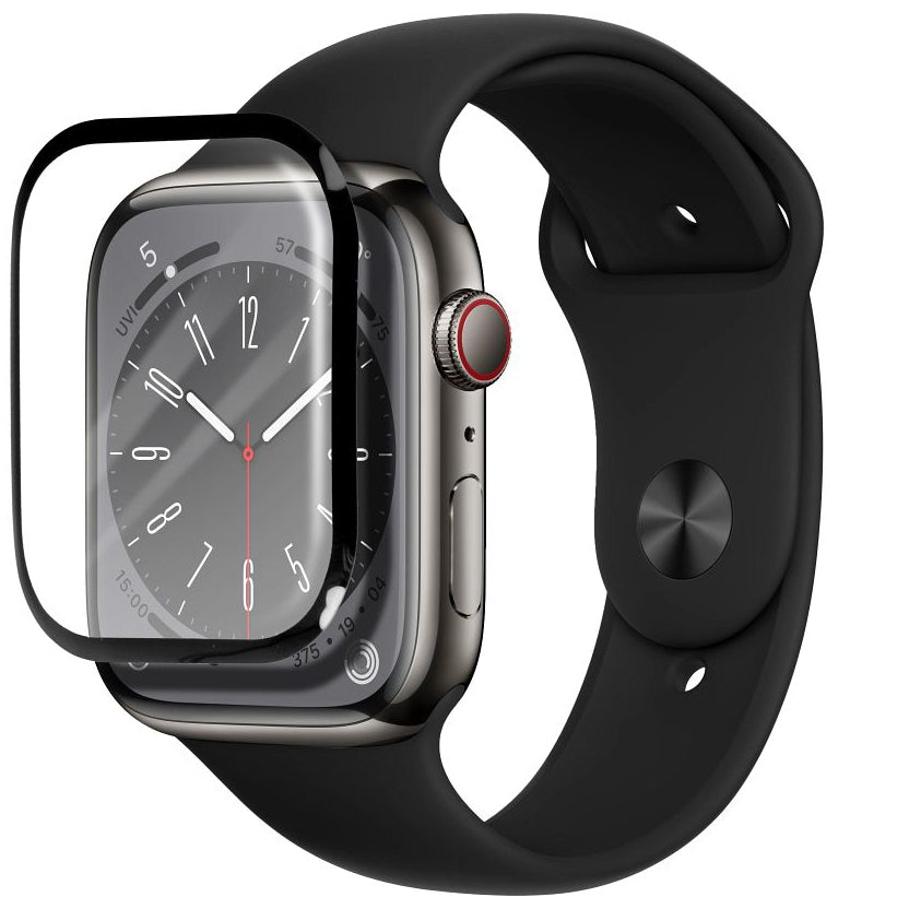 Bestsuit Schutzhülle für Apple Watch 9/8 45mm Serie, flexibles Glas, schwarz 