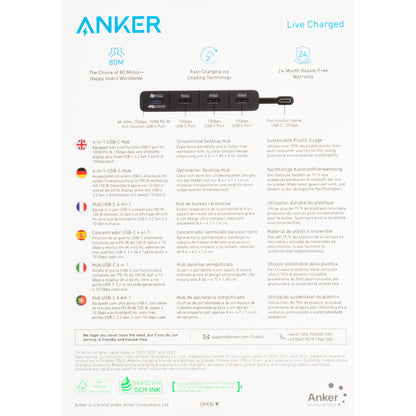 Anker USB-C Hub, 4 x USB-C, Black A8340GA1 