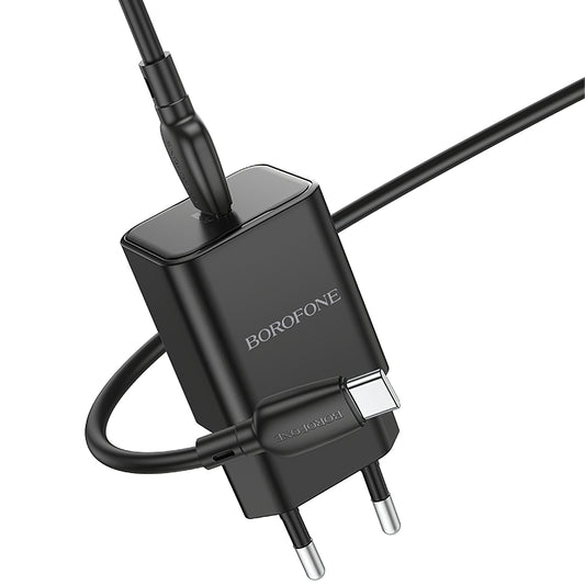 Netzwerk-Ladegerät mit USB-C Kabel Borofone BN13 Safety, 30W, 3A, 1 x USB-C, Schwarz 