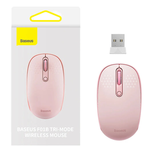 Kabellose Maus Baseus F01B Tri-Mode, 1600DPI, BT / Wi-Fi, Rosa B0105555503413-00