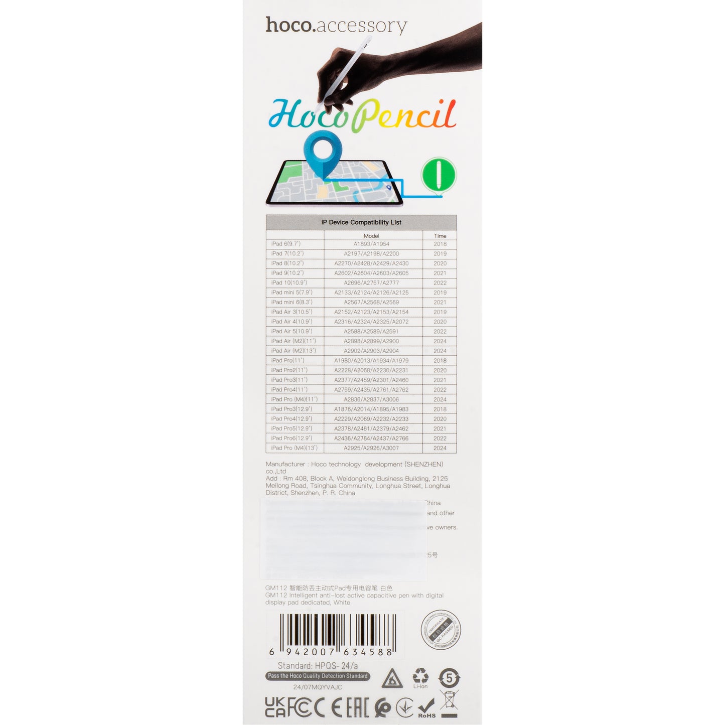 HOCO GM112 Touch Pen für Apple iPad, Weiß 